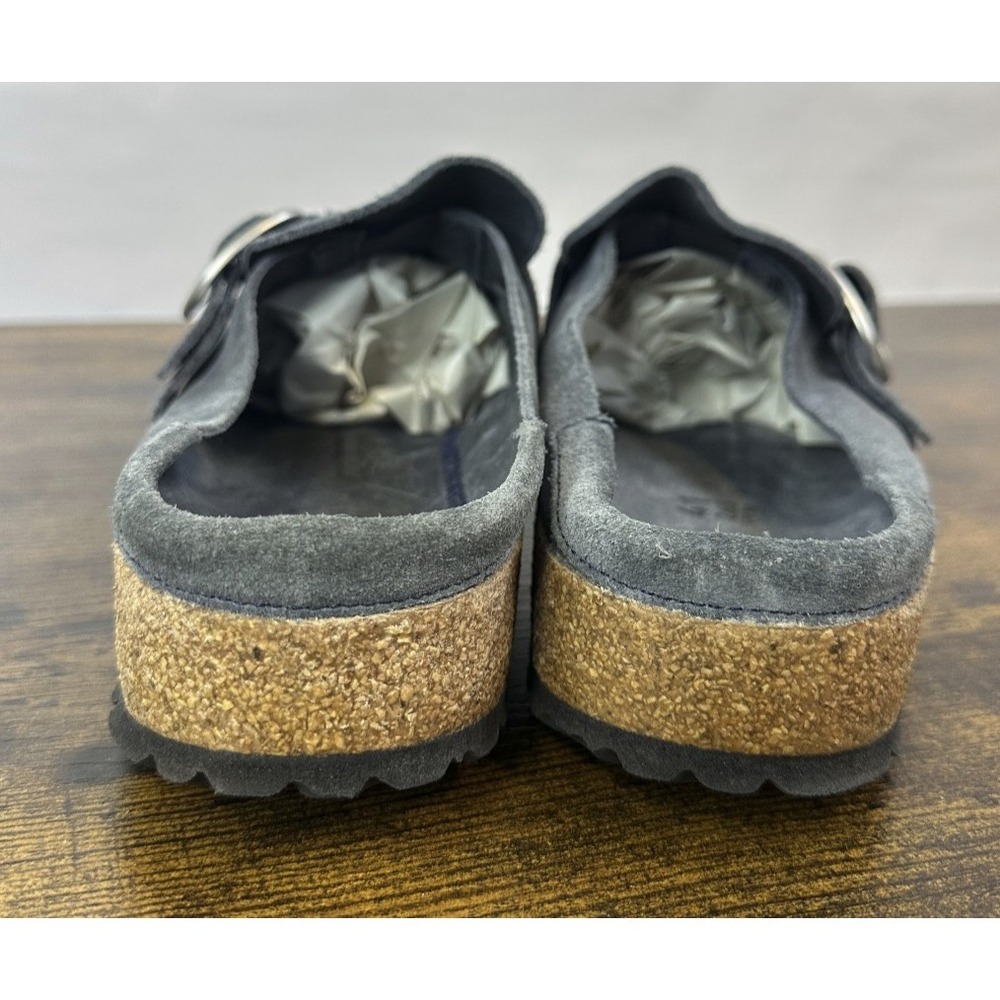 Birkenstock Buckley Blue Grey Suede Clog Cork Shoes Size 41 Women's 10 Men's 8 - Picture 9 of 14